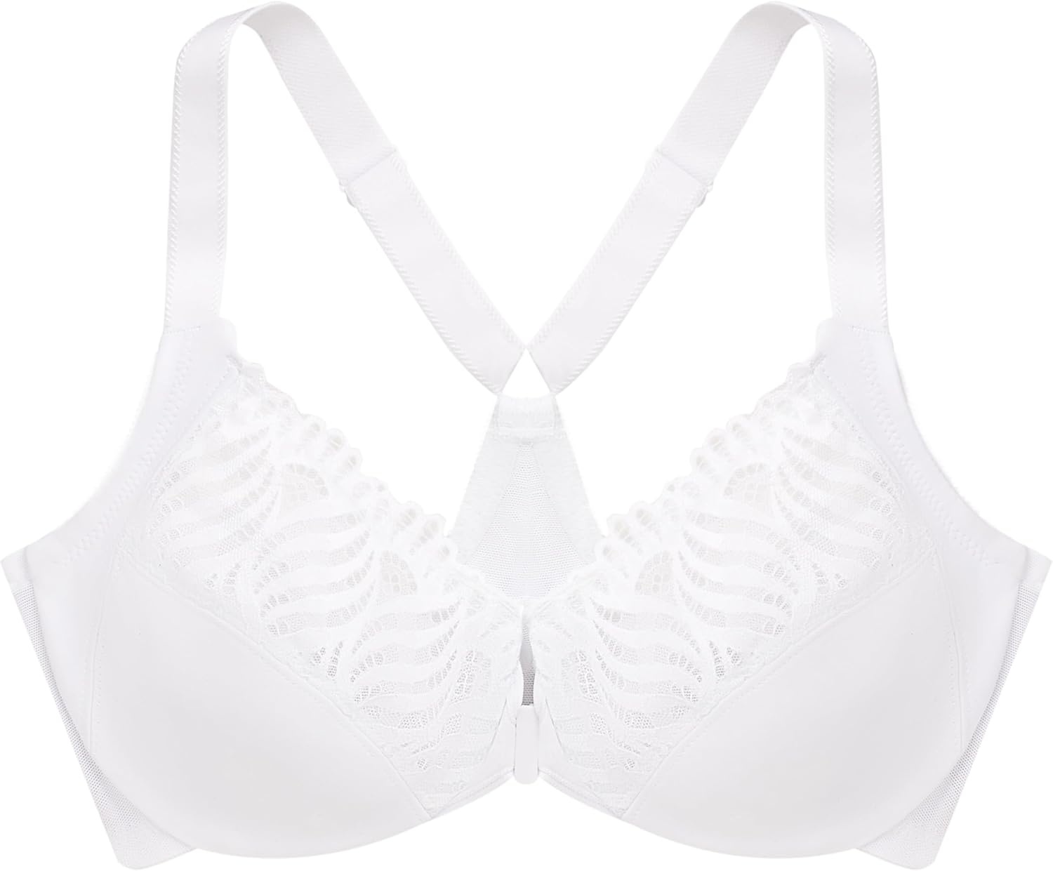 image:imageGlamorise Womens FrontClose TBack Wonderwire Underwire 1246White