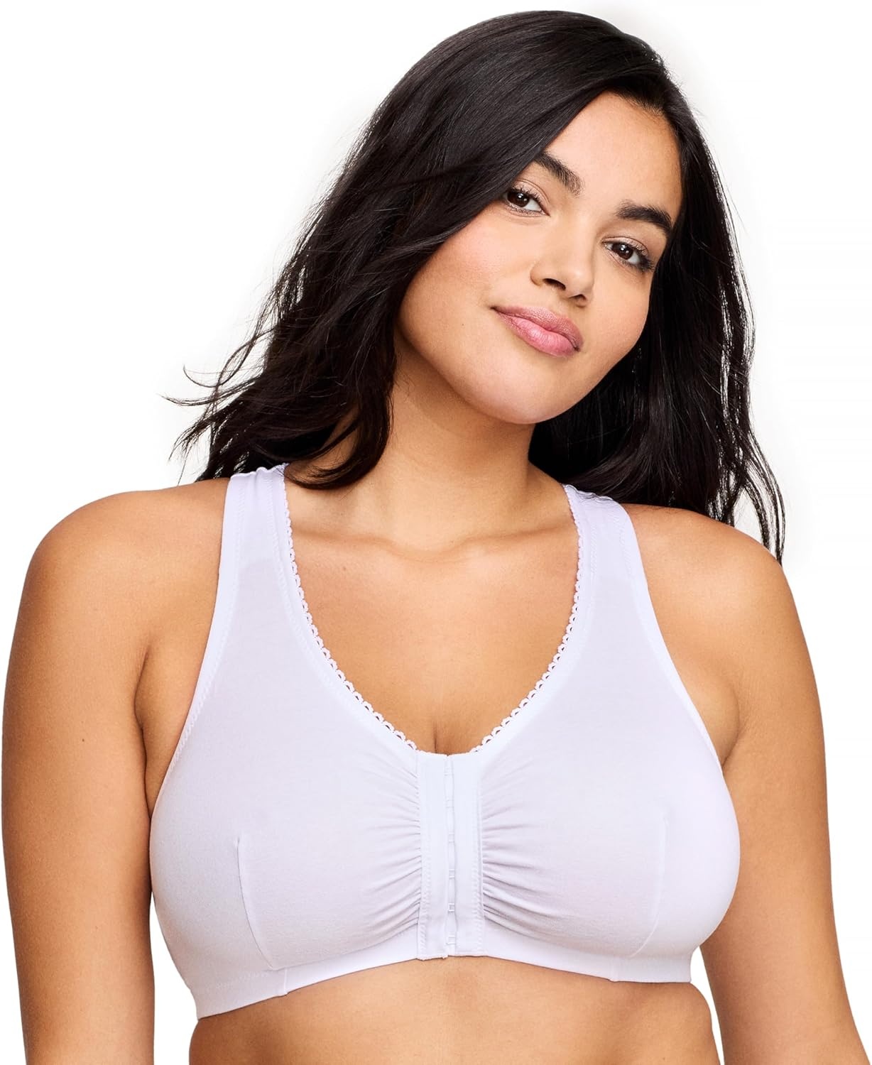 image:imageGlamorise Womens FrontClosure Cotton TBack Wirefree 1908White