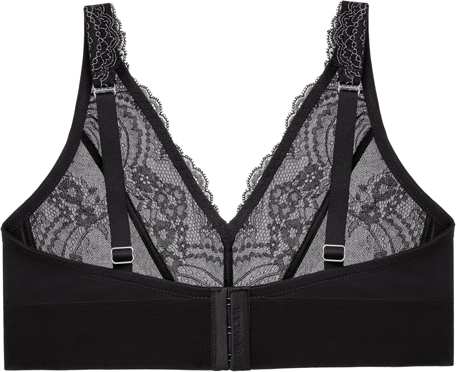 image:imageGlamorise Womens Lace Plunge Bralette Wirefree 7013Black