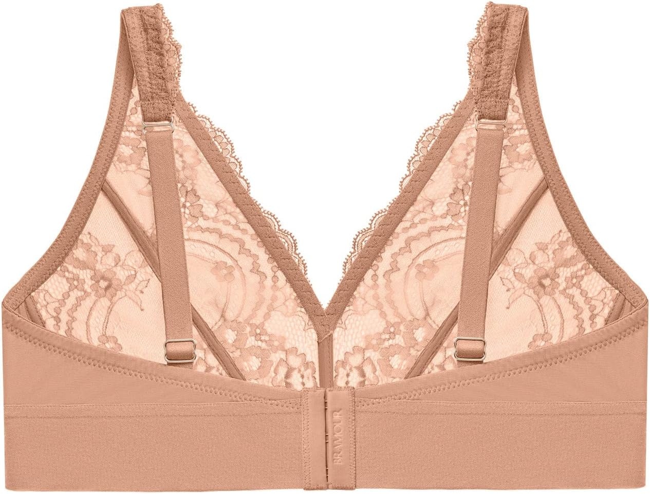 image:imageGlamorise Womens Lace Plunge Bralette Wirefree 7013Cappuccino