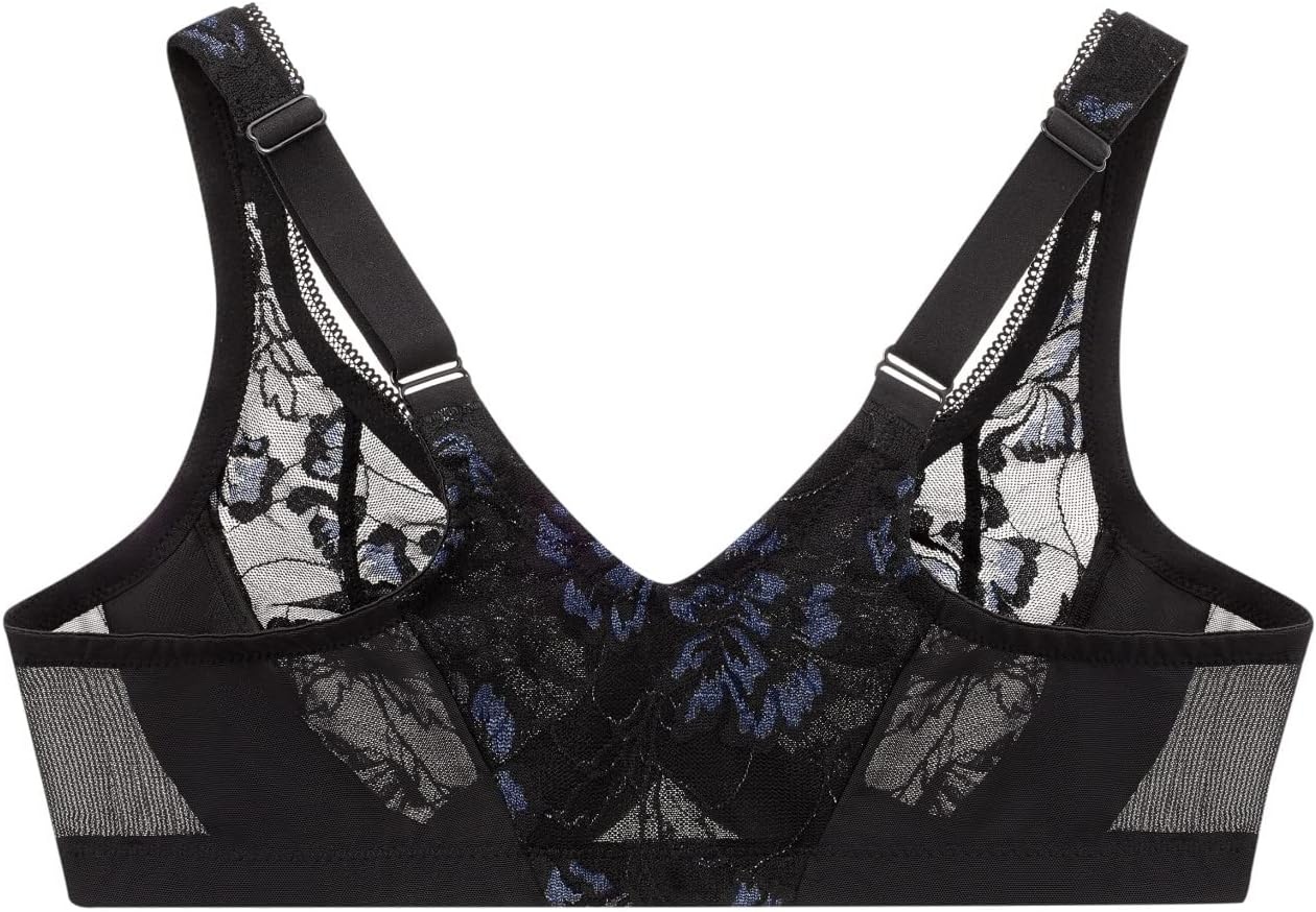 image:imageGlamorise Womens Lacey TBack Wonderwire Bra Underwire 9246Black