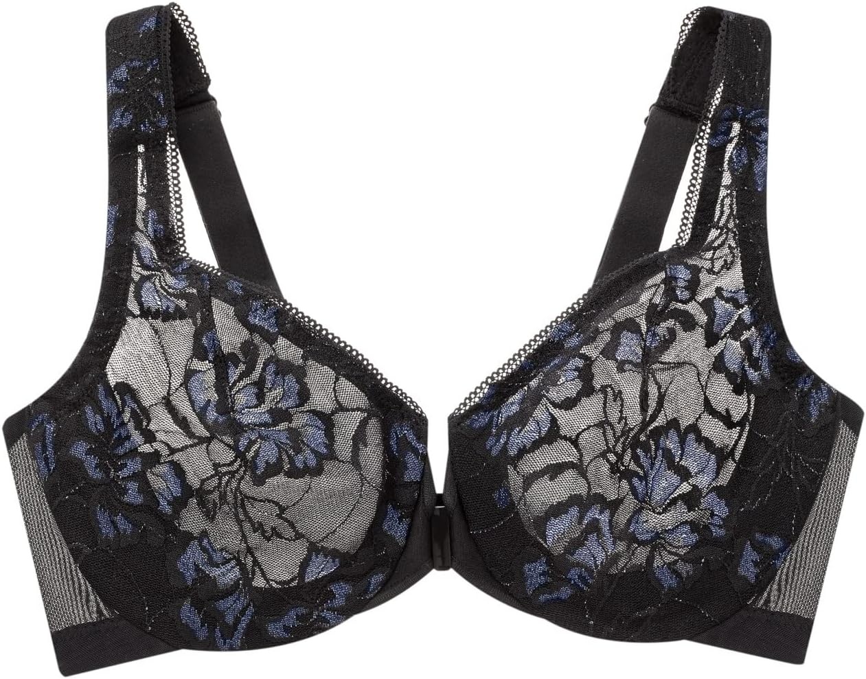 image:imageGlamorise Womens Lacey TBack Wonderwire Bra Underwire 9246Black