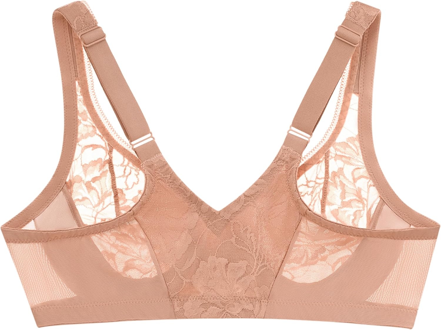 image:imageGlamorise Womens Lacey TBack Wonderwire Bra Underwire 9246Cappuccino