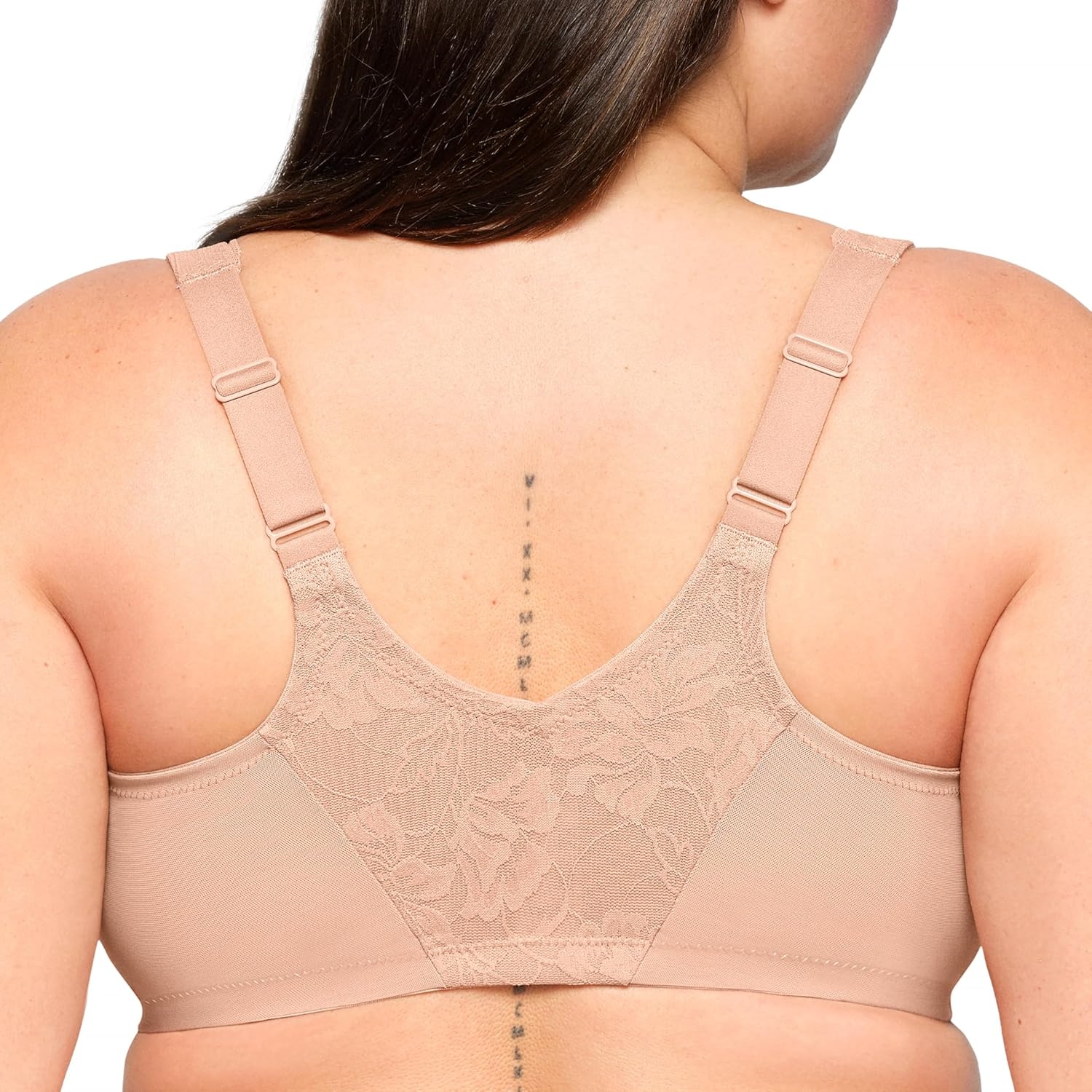 image:imageGlamorise Womens Lacey TBack Wonderwire Bra Underwire 9246Cappuccino
