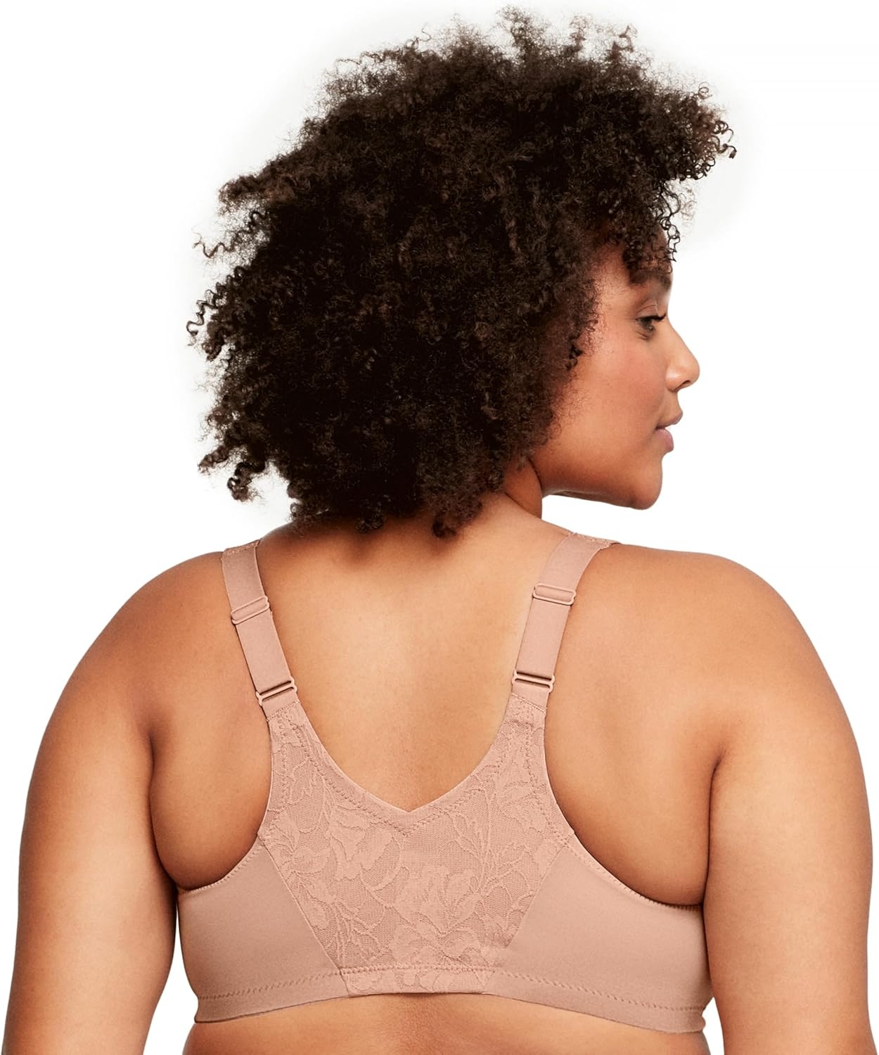 image:imageGlamorise Womens Lacey TBack Wonderwire Bra Underwire 9246Cappuccino