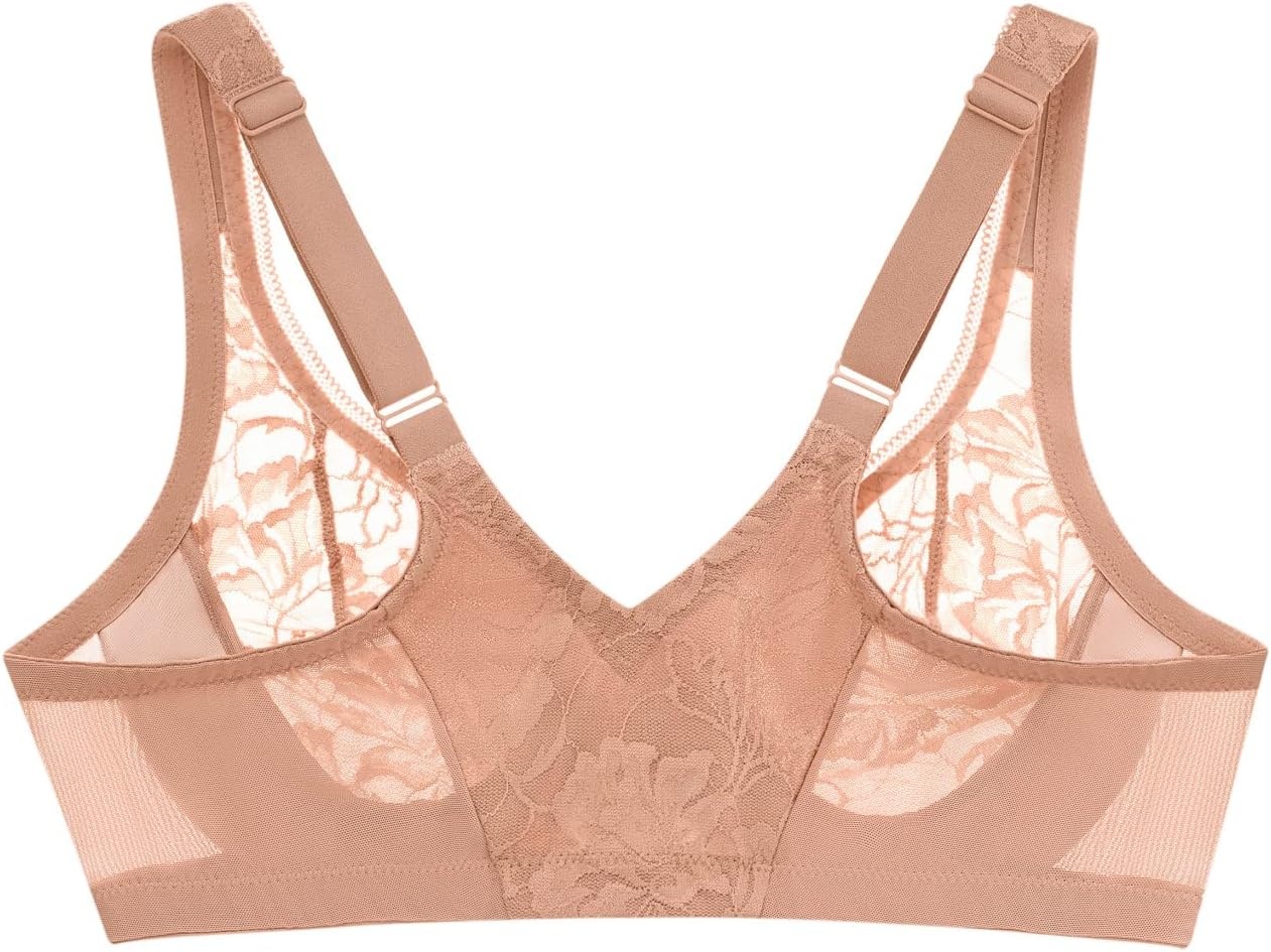 image:imageGlamorise Womens Lacey TBack Wonderwire Bra Underwire 9246Cappuccino