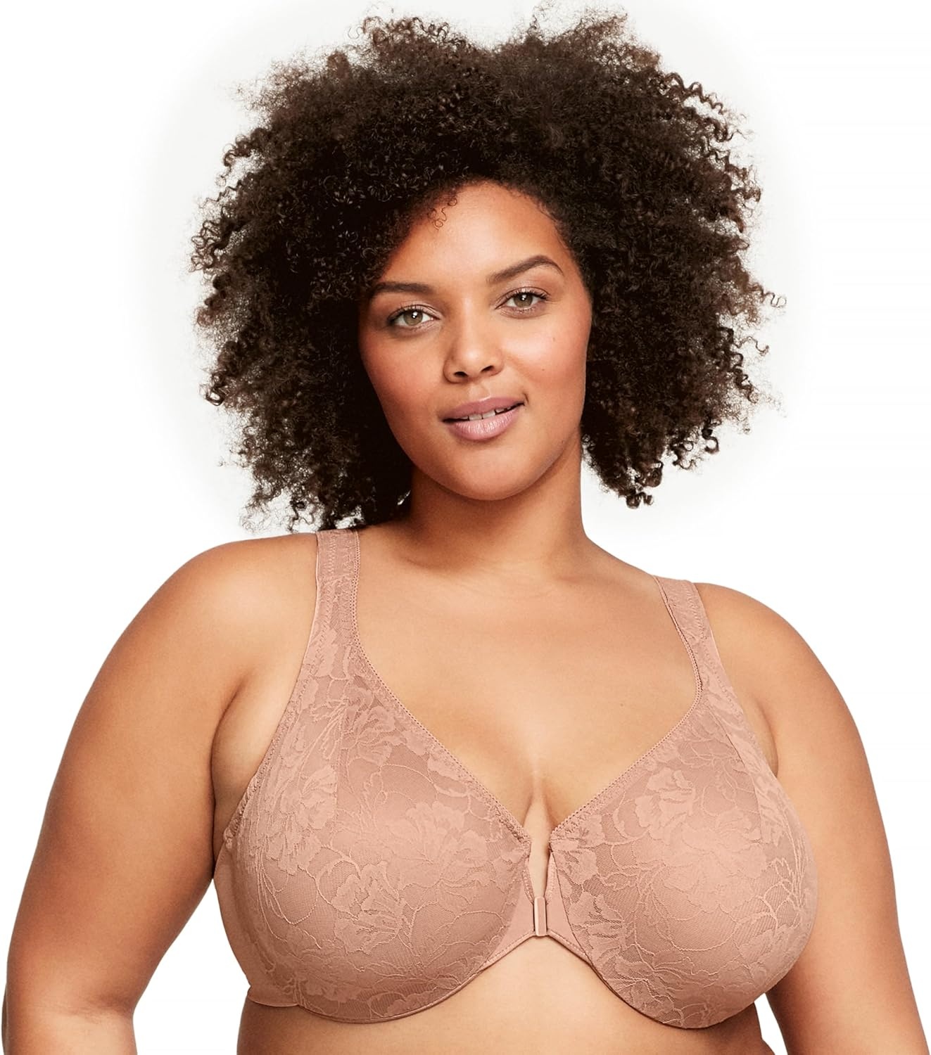image:imageGlamorise Womens Lacey TBack Wonderwire Bra Underwire 9246Cappuccino