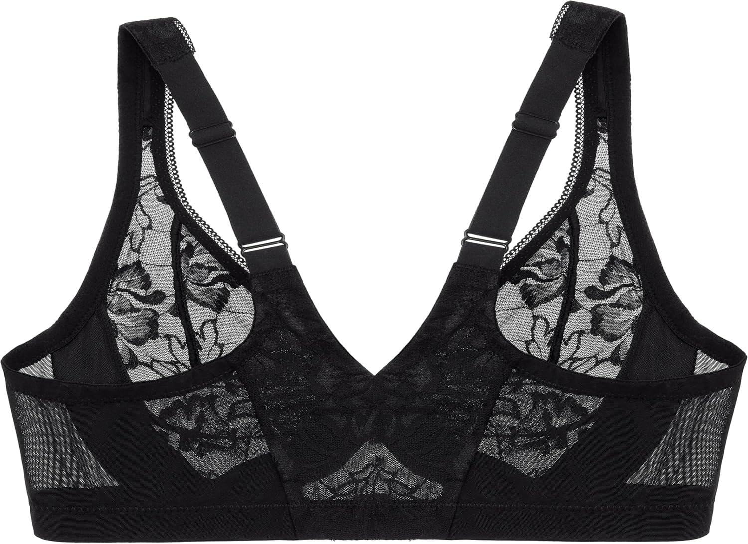 image:imageGlamorise Womens Lacey TBack Wonderwire Bra Underwire 9246Solid Black