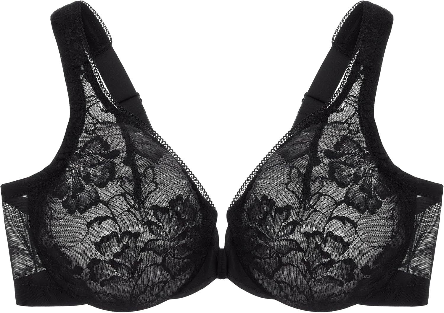 image:imageGlamorise Womens Lacey TBack Wonderwire Bra Underwire 9246Solid Black
