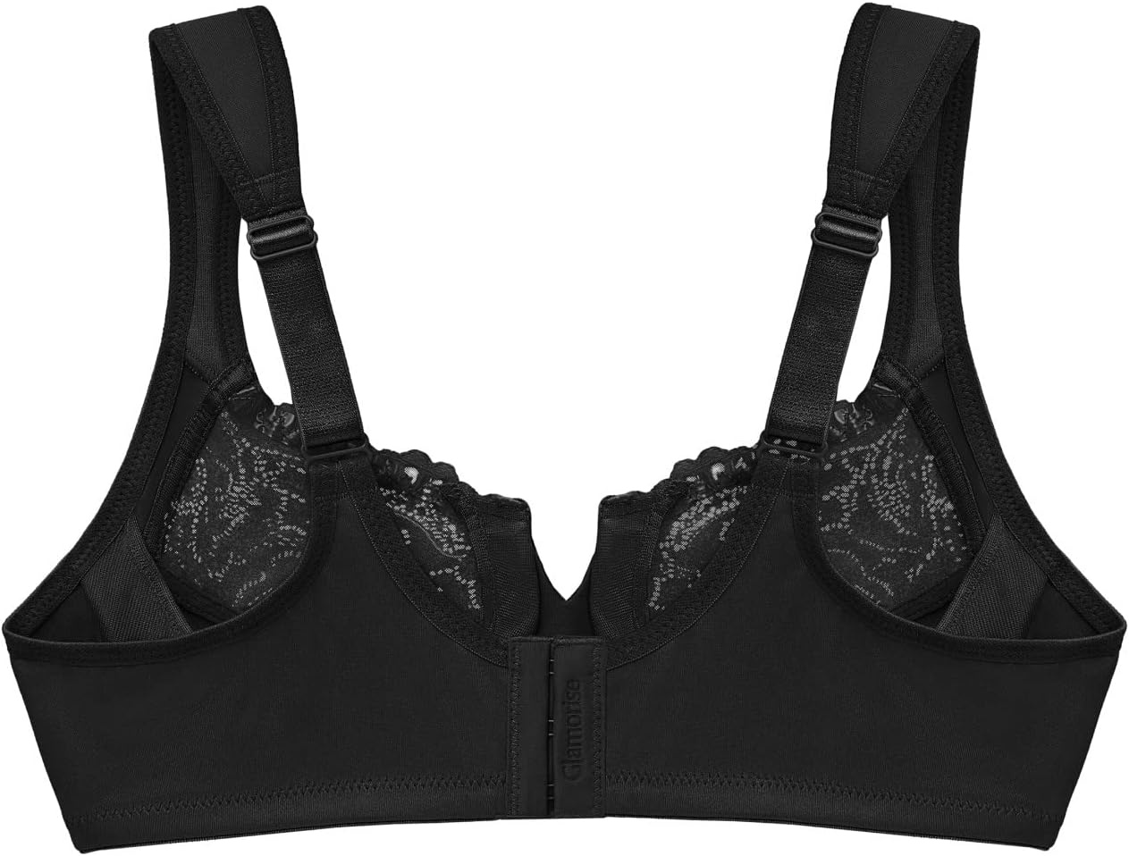 image:imageGlamorise Womens Low Cut Wonderwire Lace Bra Underwire 1240Black