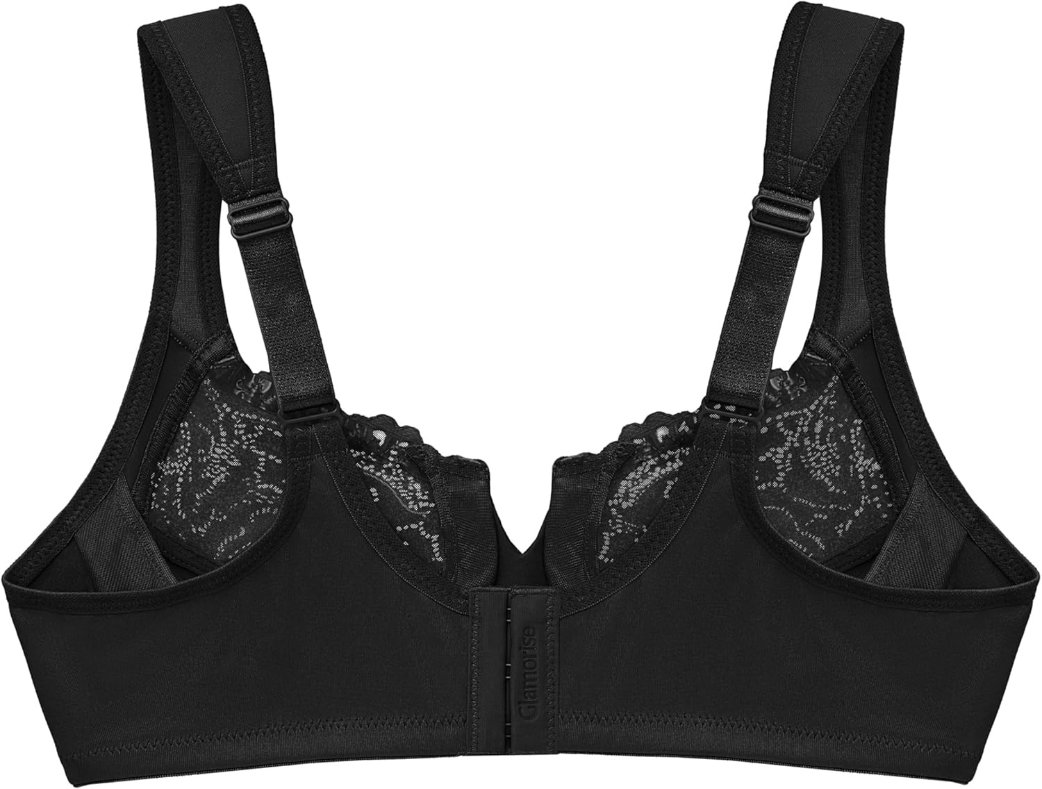 image:imageGlamorise Womens Low Cut Wonderwire Lace Bra Underwire 1240Black