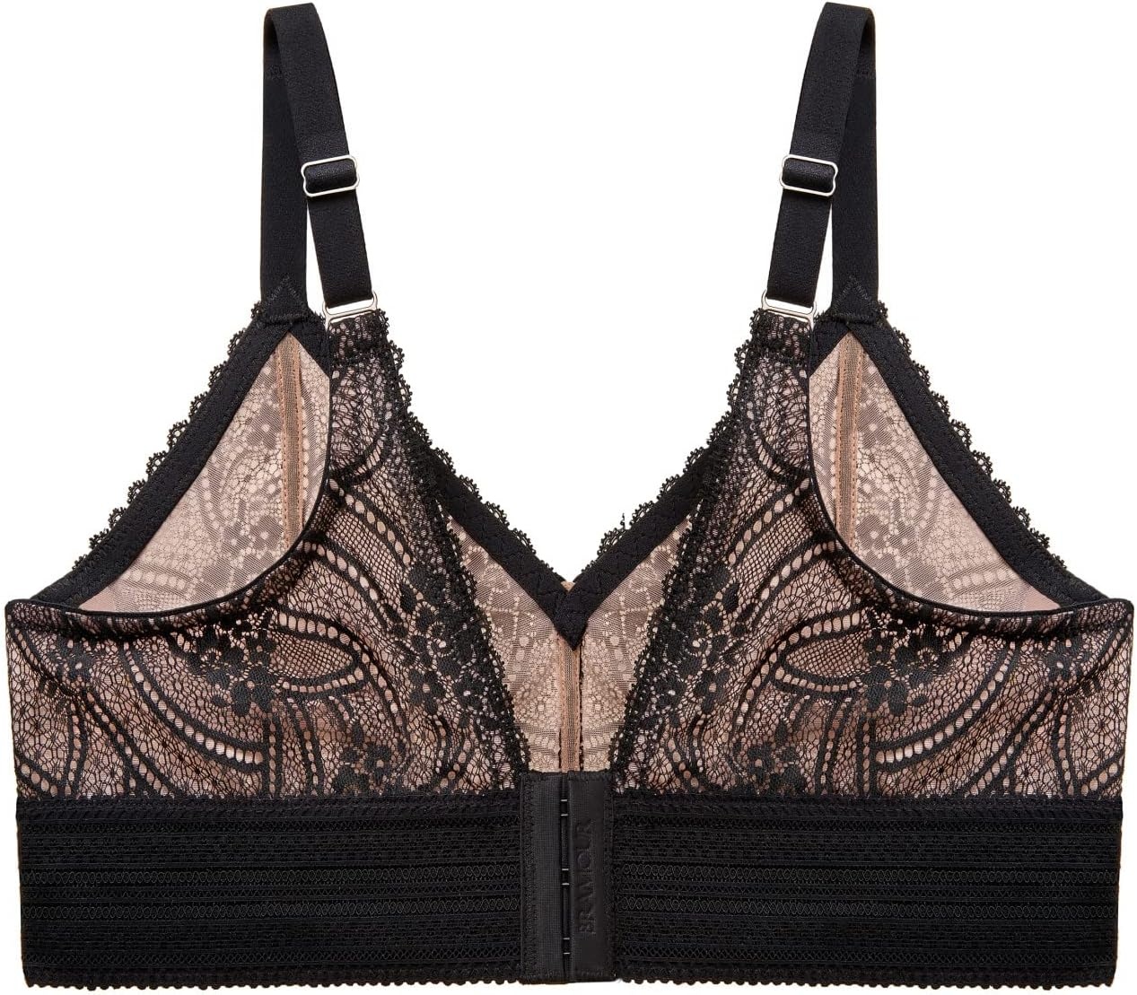 image:imageGlamorise Womens Luxe Lace Bralette Wirefree 7012Black