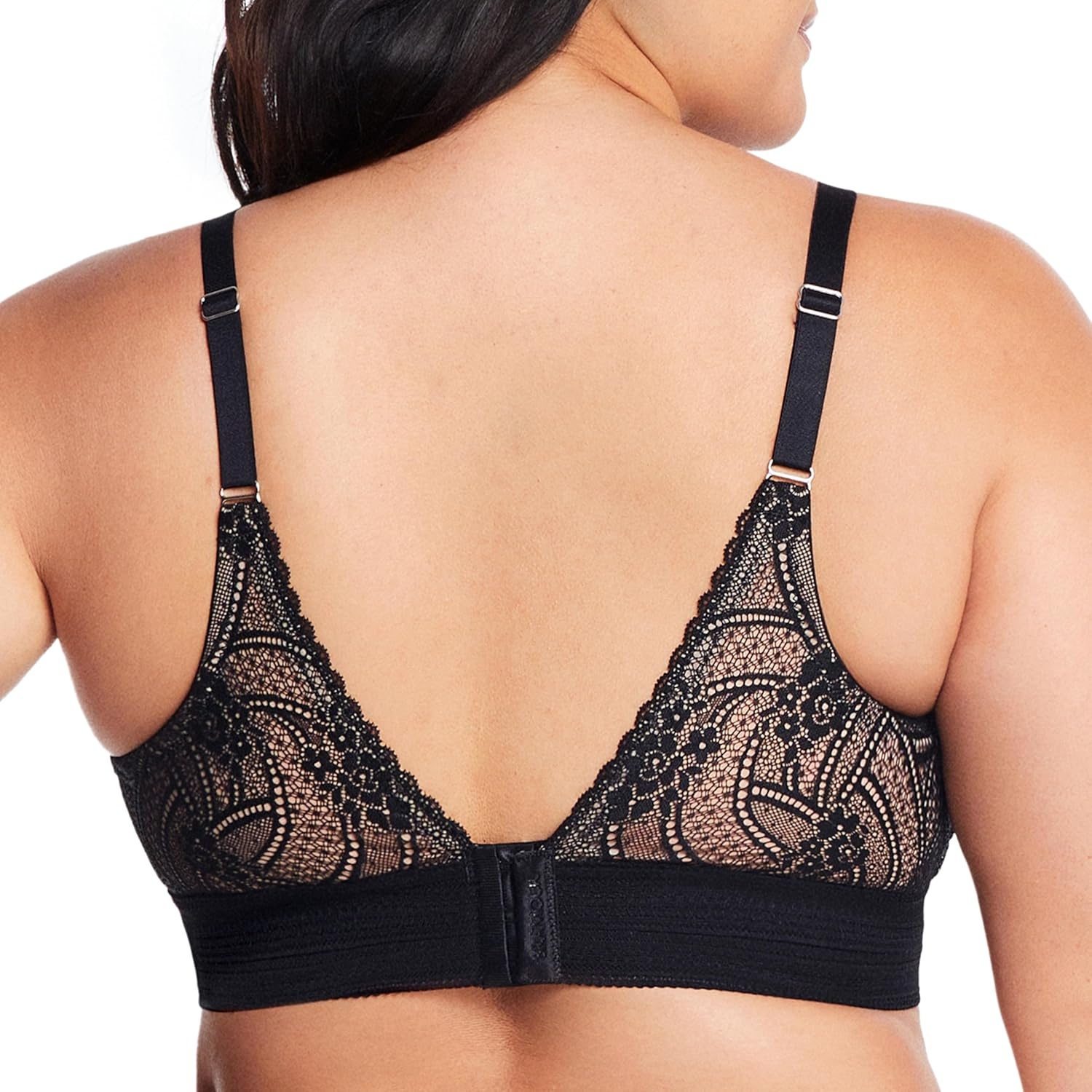 image:imageGlamorise Womens Luxe Lace Bralette Wirefree 7012Black