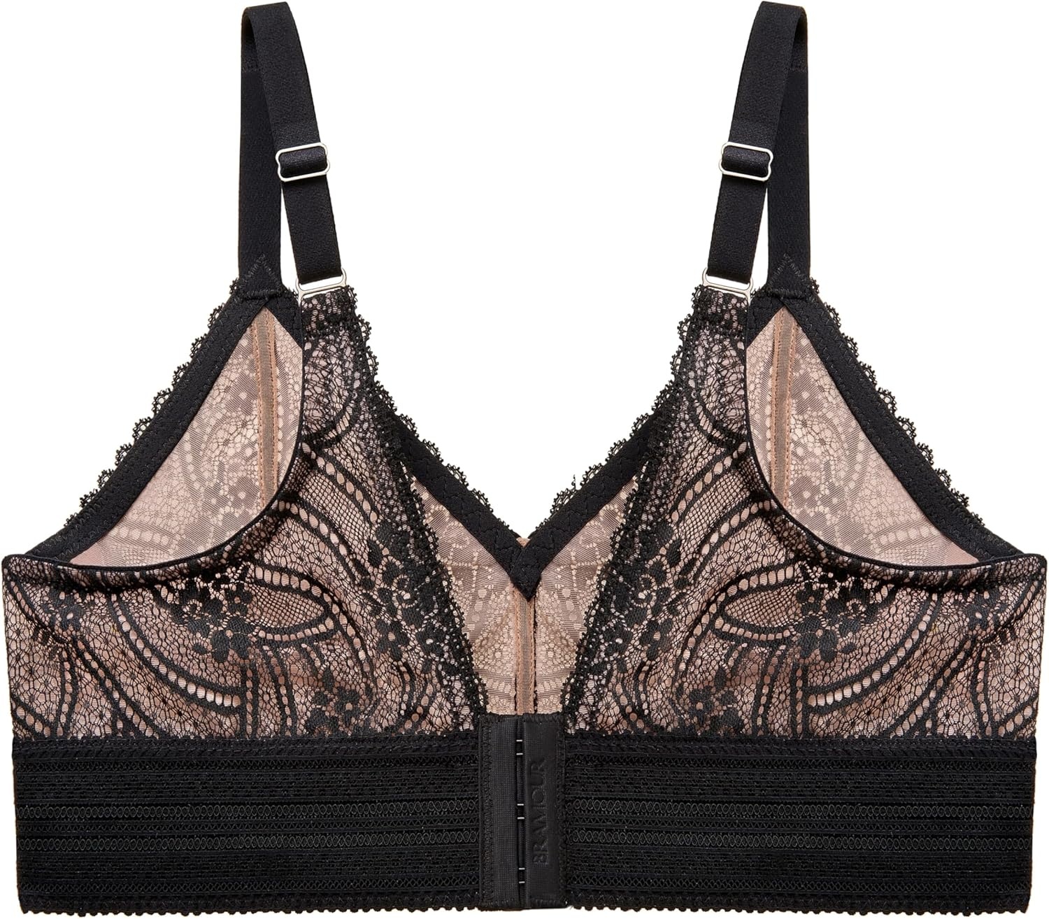 image:imageGlamorise Womens Luxe Lace Bralette Wirefree 7012Black