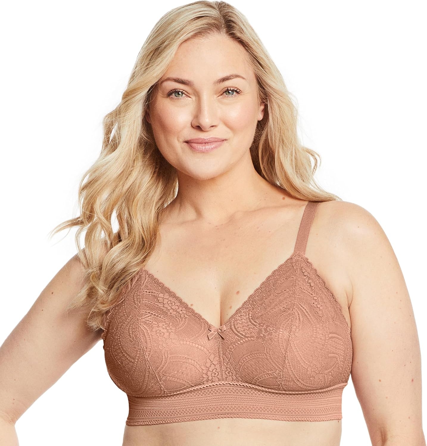 image:imageGlamorise Womens Luxe Lace Bralette Wirefree 7012Cappuccino