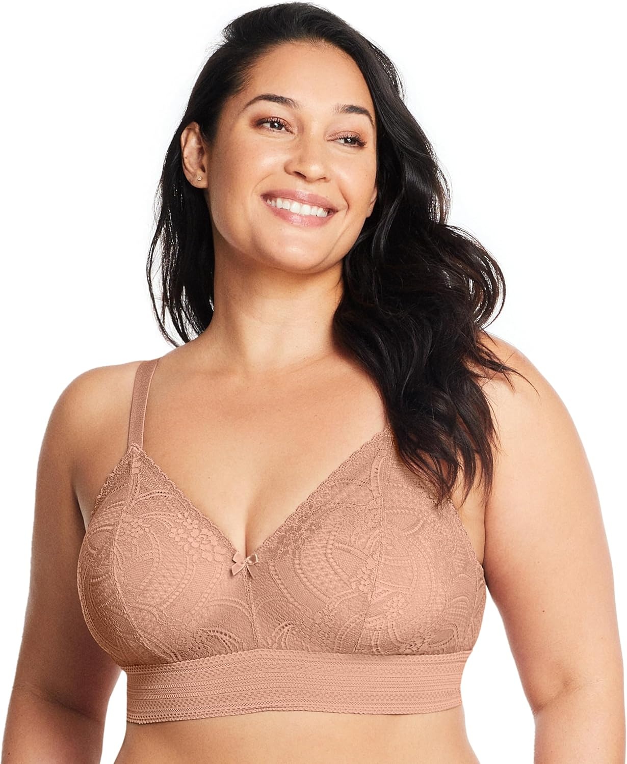 image:imageGlamorise Womens Luxe Lace Bralette Wirefree 7012Cappuccino