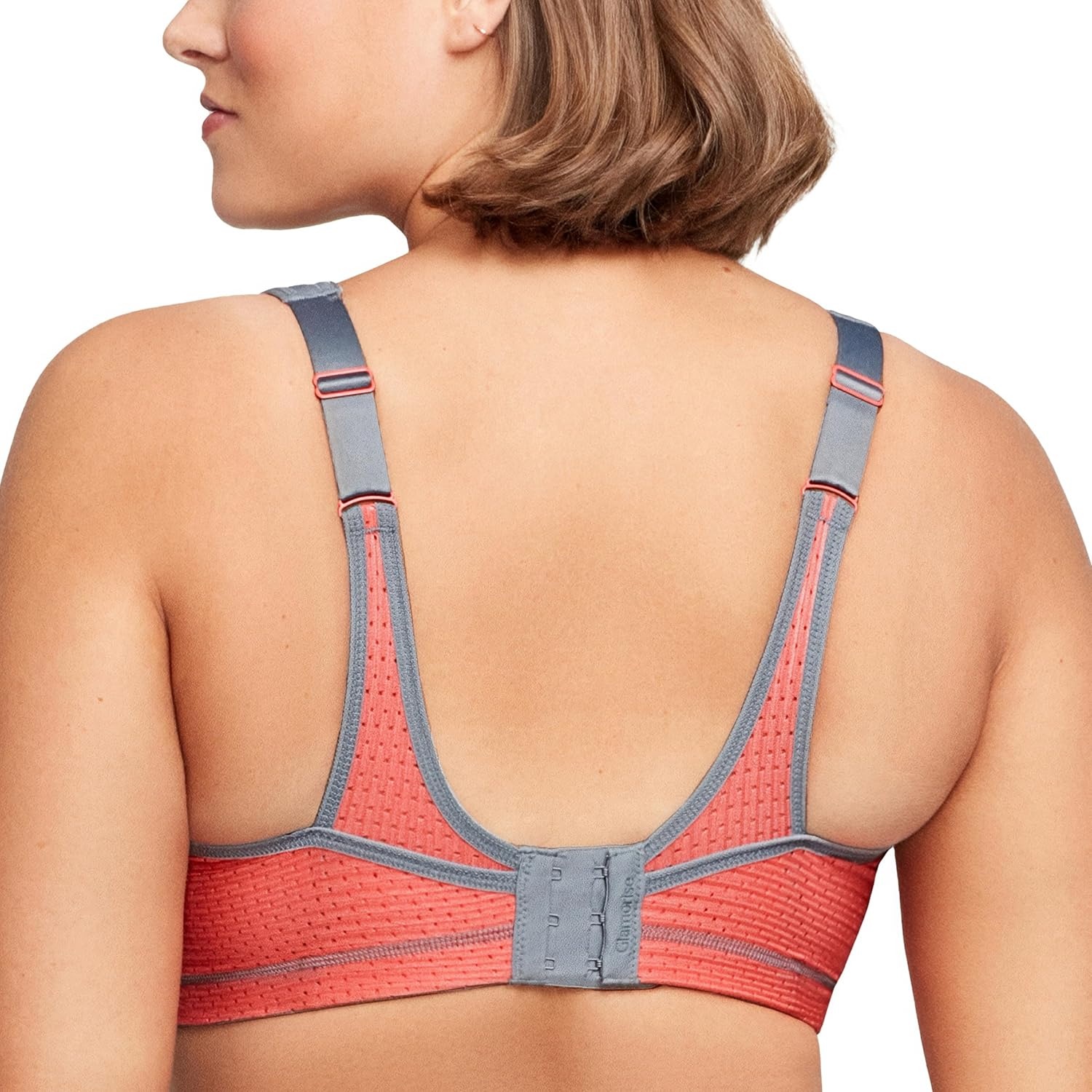 image:imageGlamorise Womens NoBounce Camisole Sports Bra Wirefree 1067GrayCoral