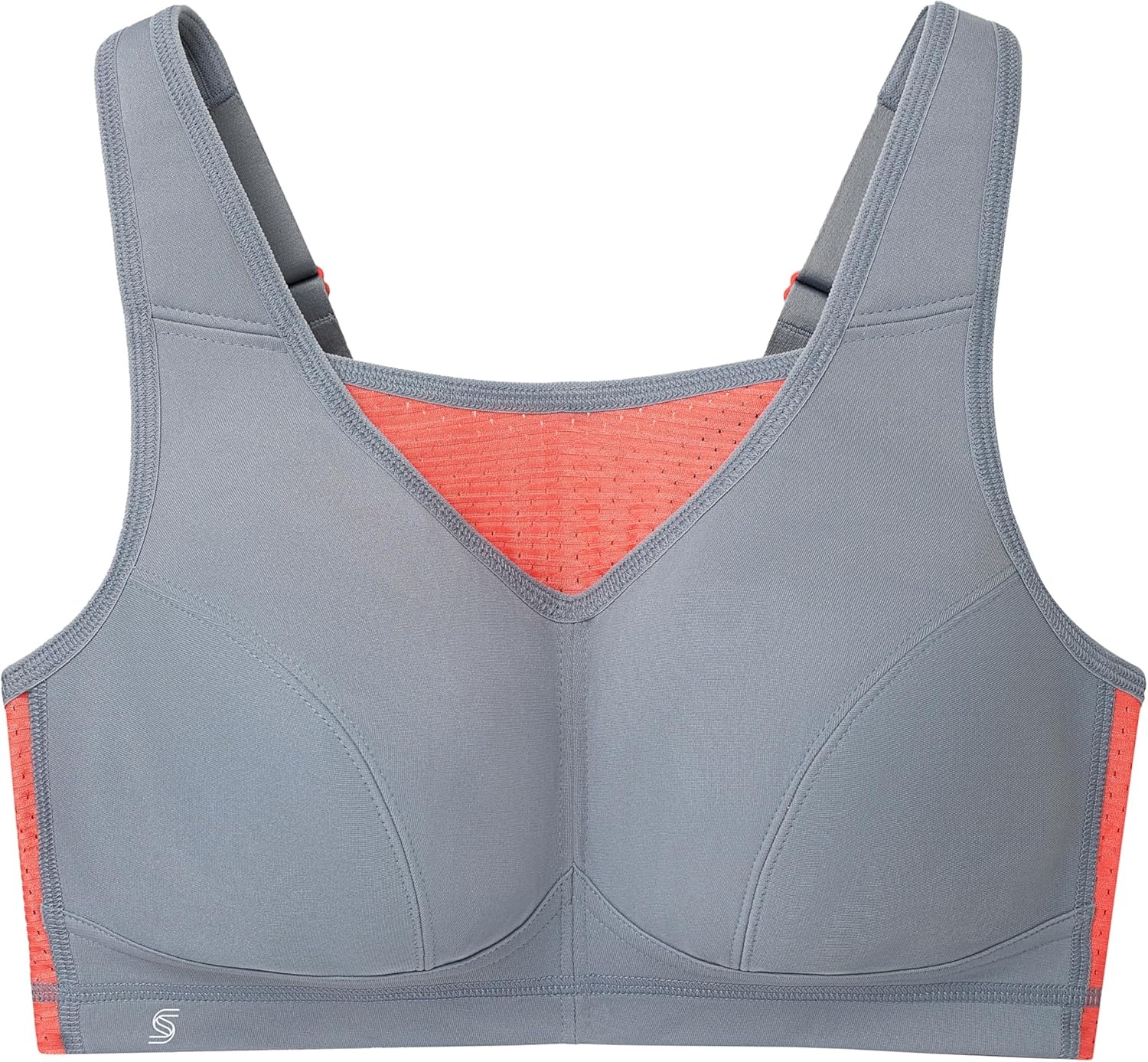 image:imageGlamorise Womens NoBounce Camisole Sports Bra Wirefree 1067GrayCoral