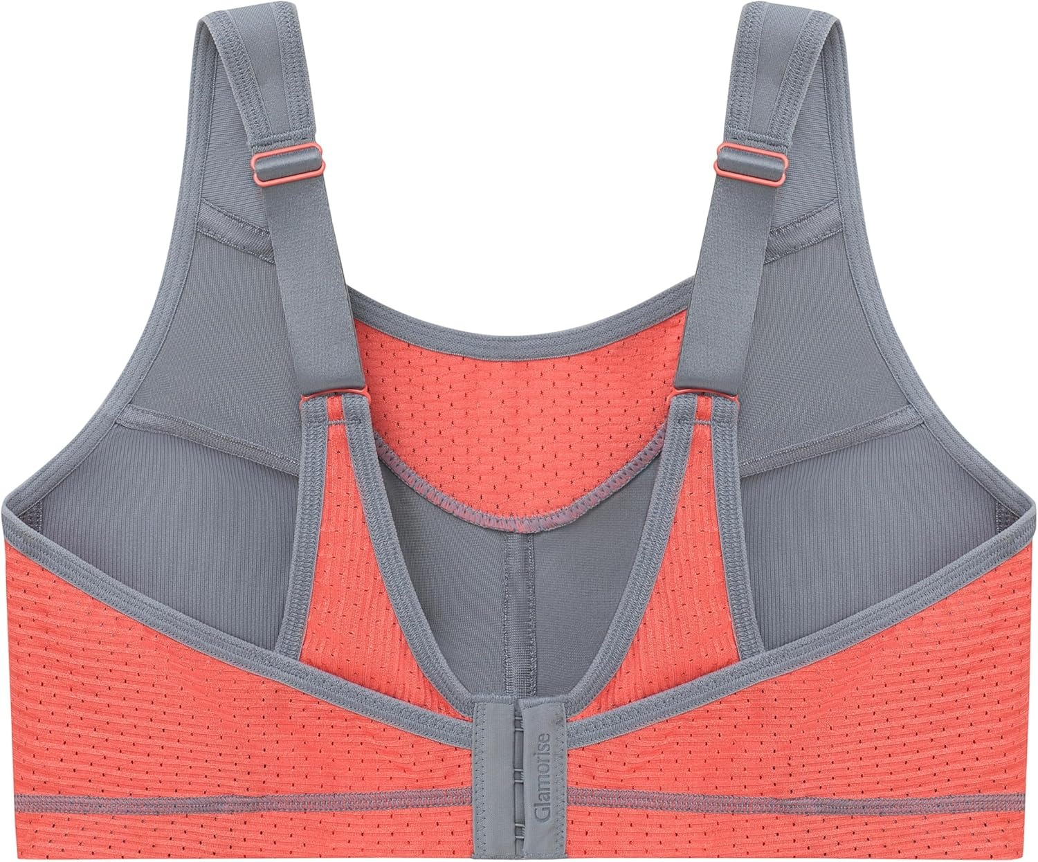 image:imageGlamorise Womens NoBounce Camisole Sports Bra Wirefree 1067GrayCoral