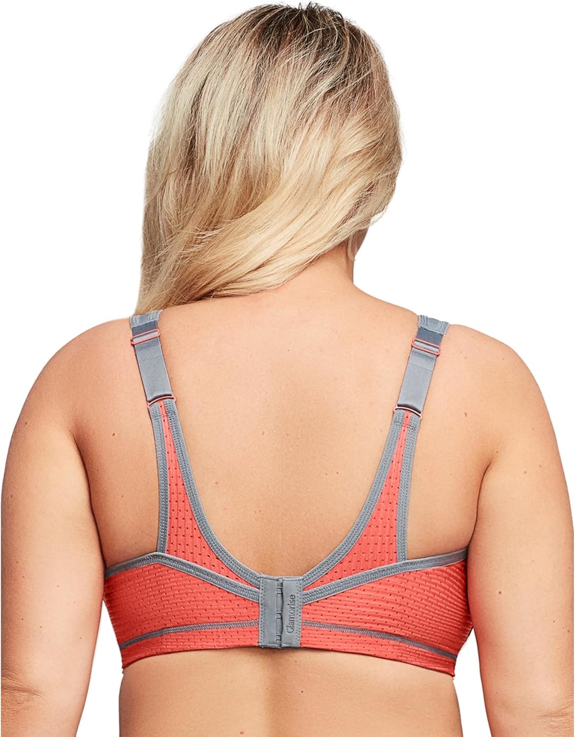 image:imageGlamorise Womens NoBounce Camisole Sports Bra Wirefree 1067GrayCoral