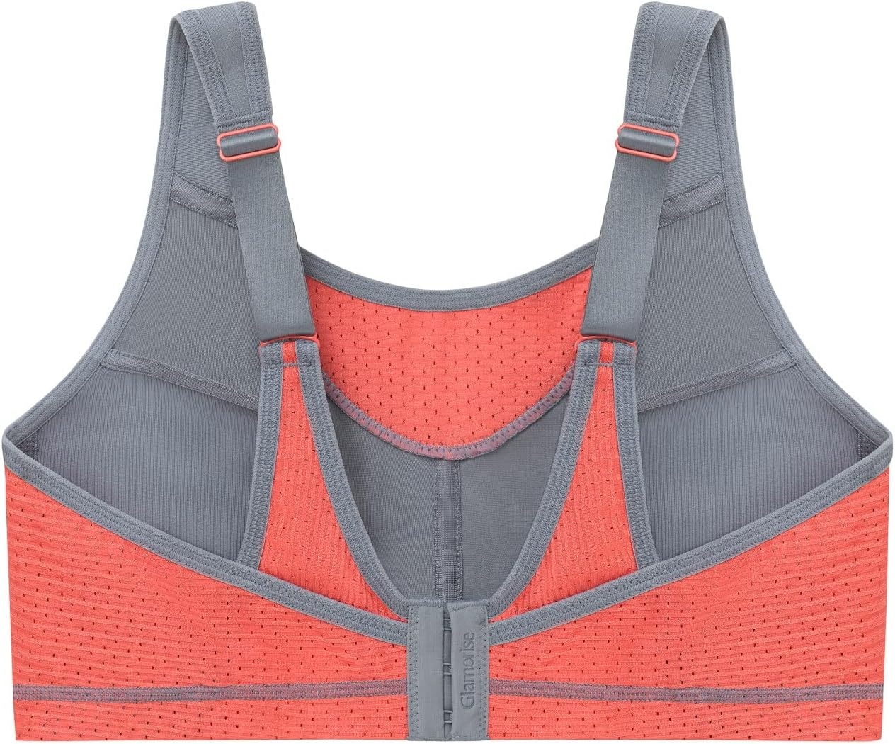 image:imageGlamorise Womens NoBounce Camisole Sports Bra Wirefree 1067GrayCoral