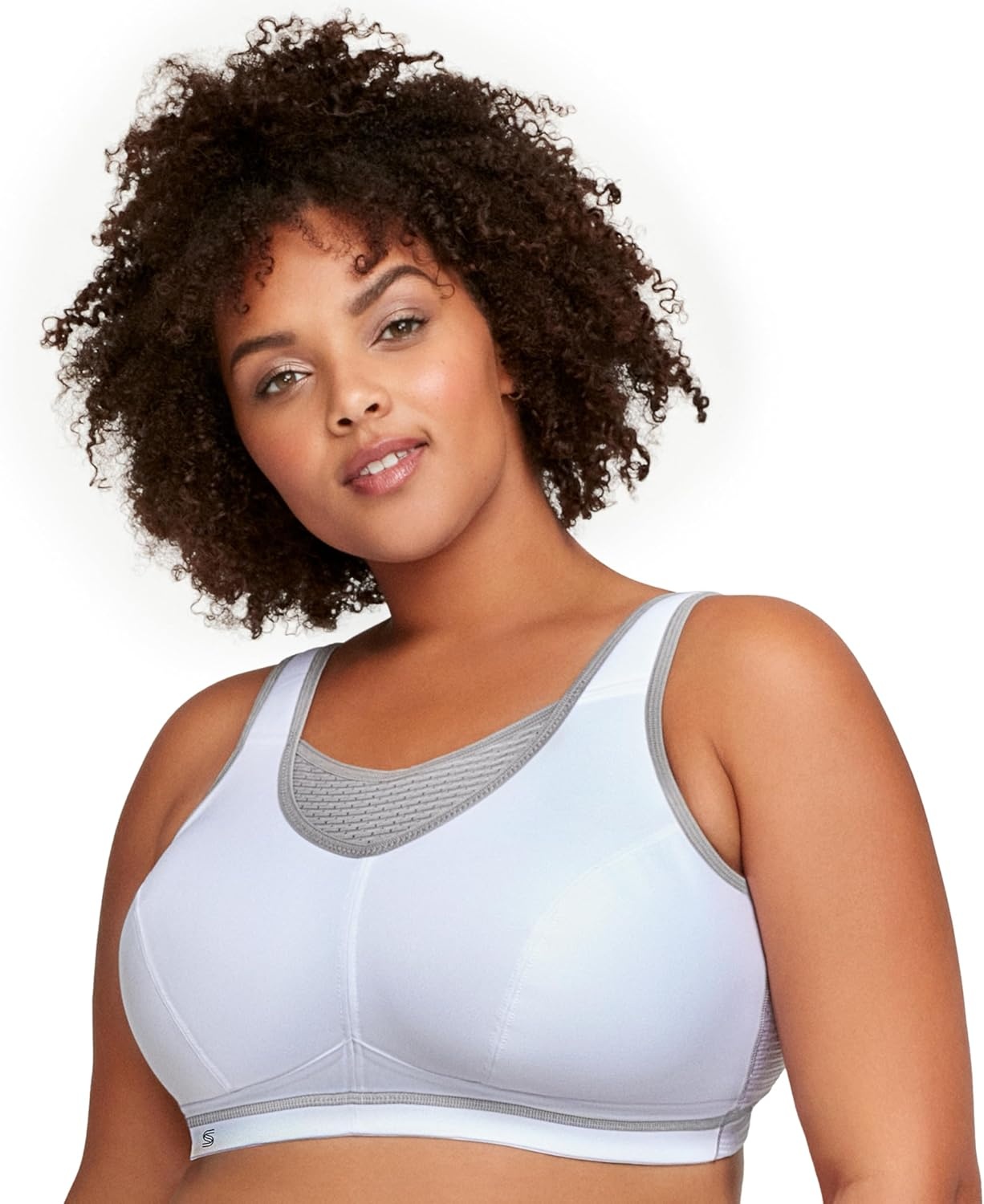 image:imageGlamorise Womens NoBounce Camisole Sports Bra Wirefree 1067WhiteGray