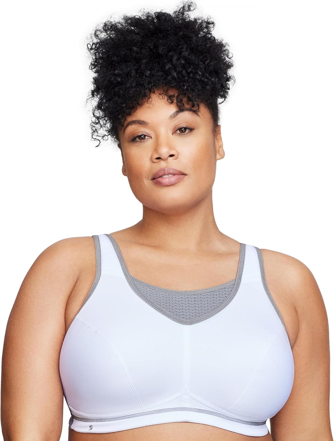 image:imageGlamorise Womens NoBounce Camisole Sports Bra Wirefree 1067WhiteGray