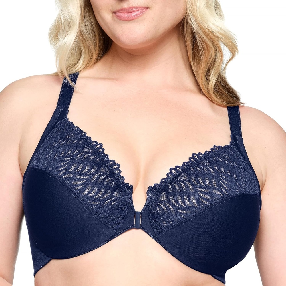 image:imageGlamorise Womens FrontClose TBack Wonderwire Underwire 1246Blue