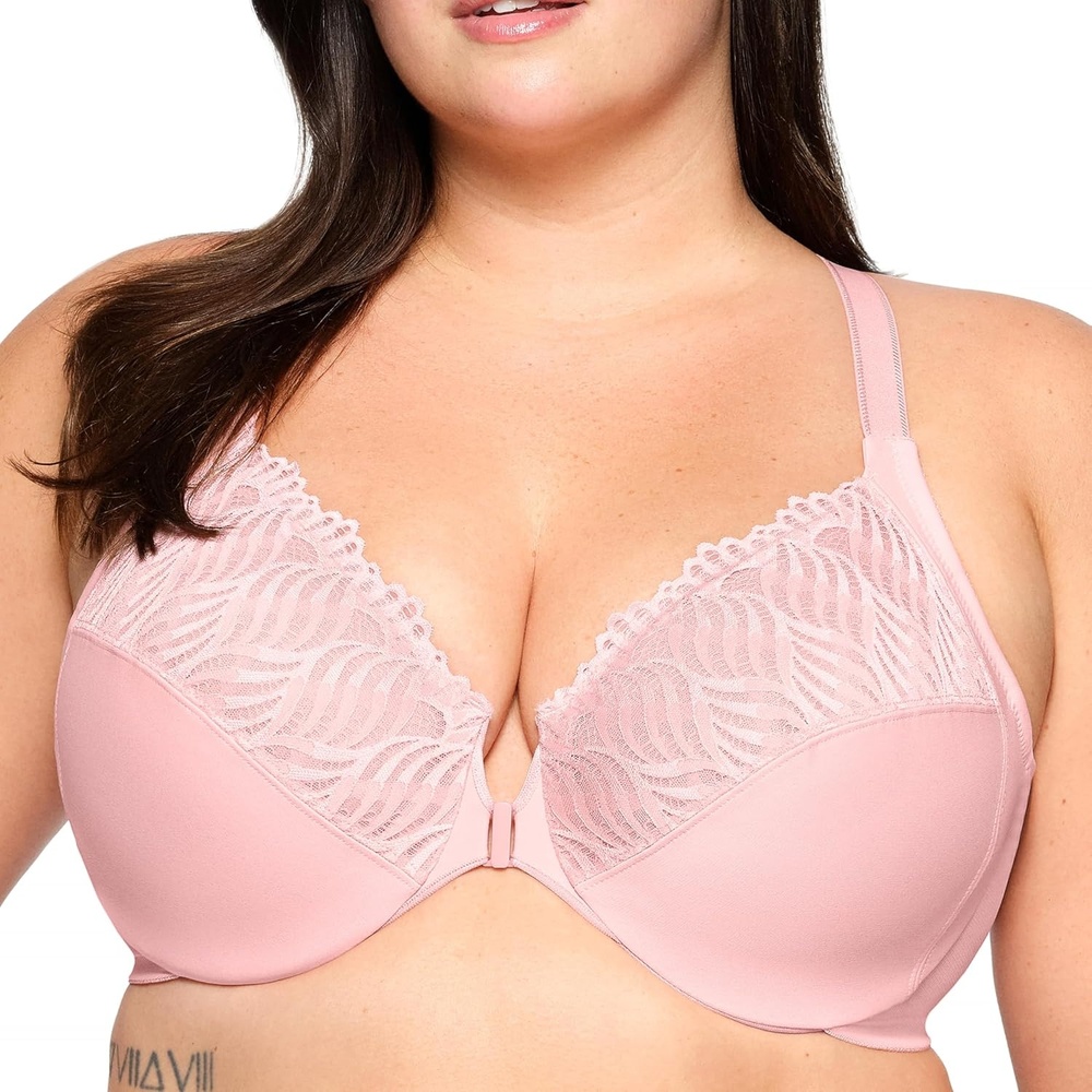image:imageGlamorise Womens FrontClose TBack Wonderwire Underwire 1246Pink Blush