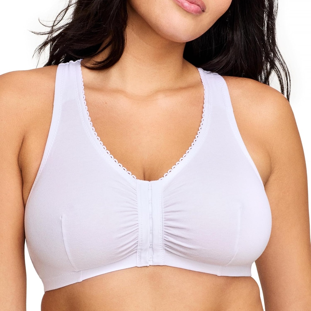 image:imageGlamorise Womens FrontClosure Cotton TBack Wirefree 1908White