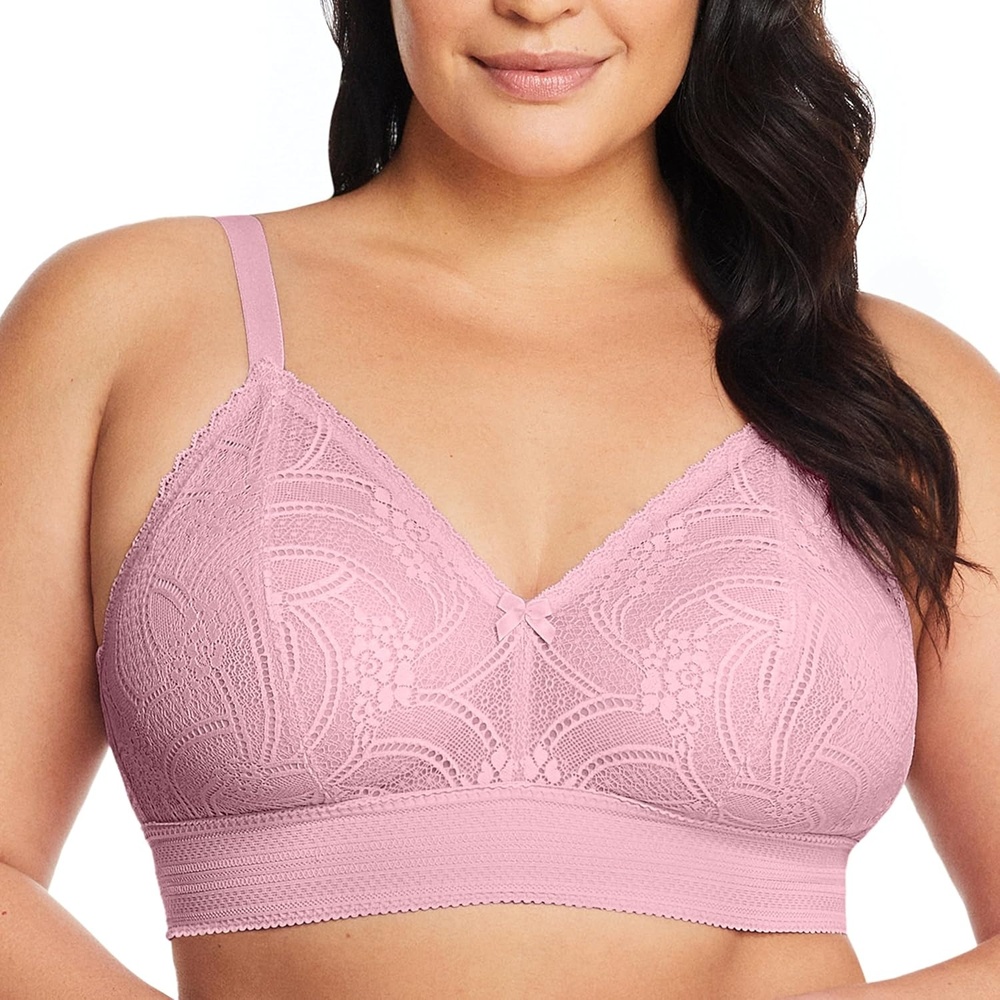 image:imageGlamorise Womens Luxe Lace Bralette Wirefree 7012Mauve