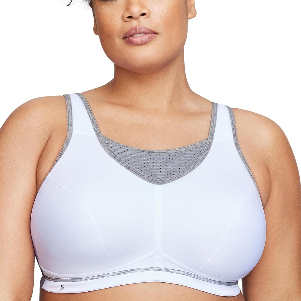 image:imageGlamorise Womens NoBounce Camisole Sports Bra Wirefree 1067WhiteGray