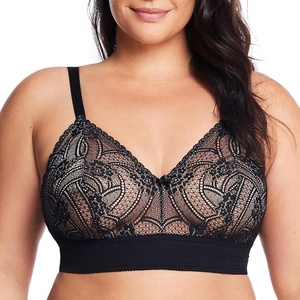 image:imageGlamorise Womens Luxe Lace Bralette Wirefree 7012Black