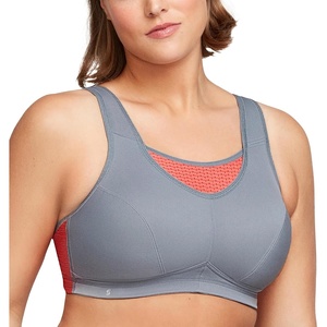 image:imageGlamorise Womens NoBounce Camisole Sports Bra Wirefree 1067GrayCoral